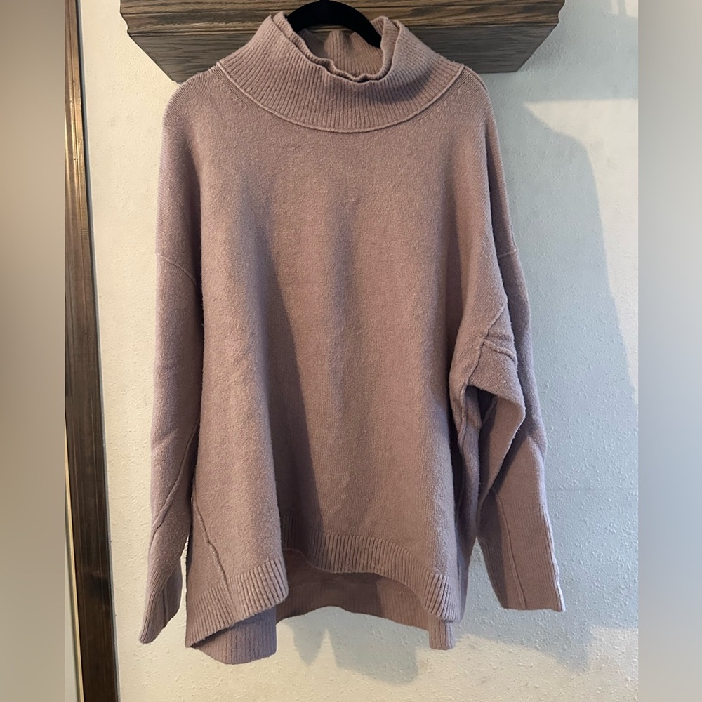 Free People Dusty Mauve Mock Neck Sweater